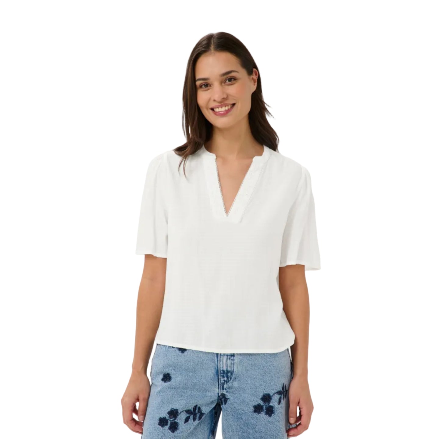 Kaffe Womens KAgina Lace Blouse Chalk