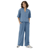 Kaffe women's blue denim trousers with drawstring