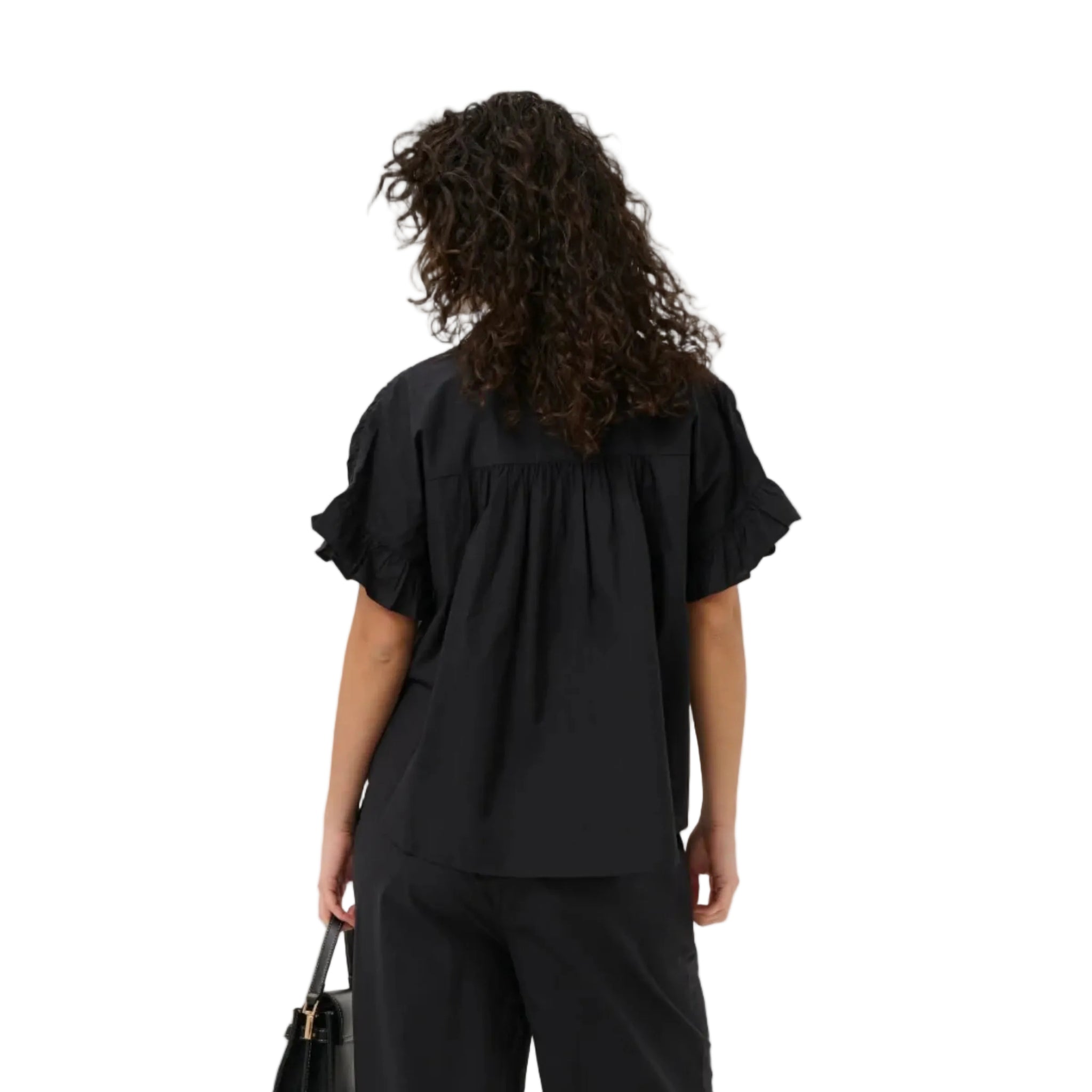 Kaffe Womens Shirt KAverdina Flounce Black Deep