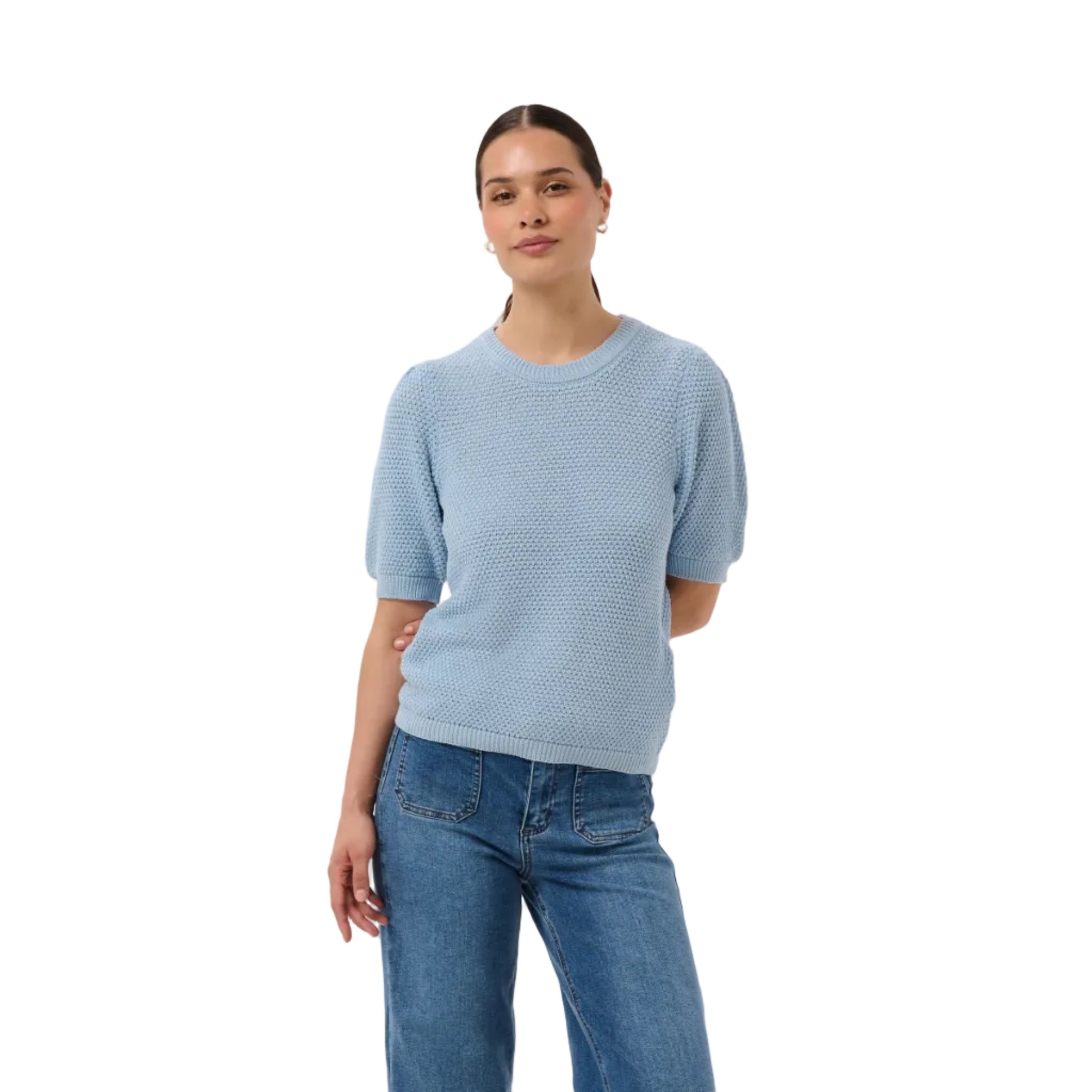 Kaffe Womens KAvivian Knit Pullover Blue Fog