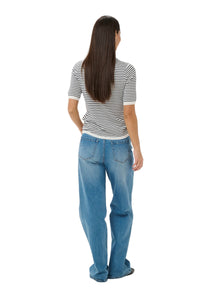 Kaffe Womens KAlizza Narrow Striped Pullover Chalk/Midnight Stripe