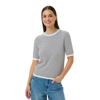 Kaffe Womens KAlizza Narrow Striped Pullover Chalk/Midnight Stripe