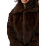 Kaffe Womens Faux Fur Coat KAaurora Dark Brown