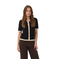 Kaffe Womens KAlizza Contrast Cardigan Black Deep