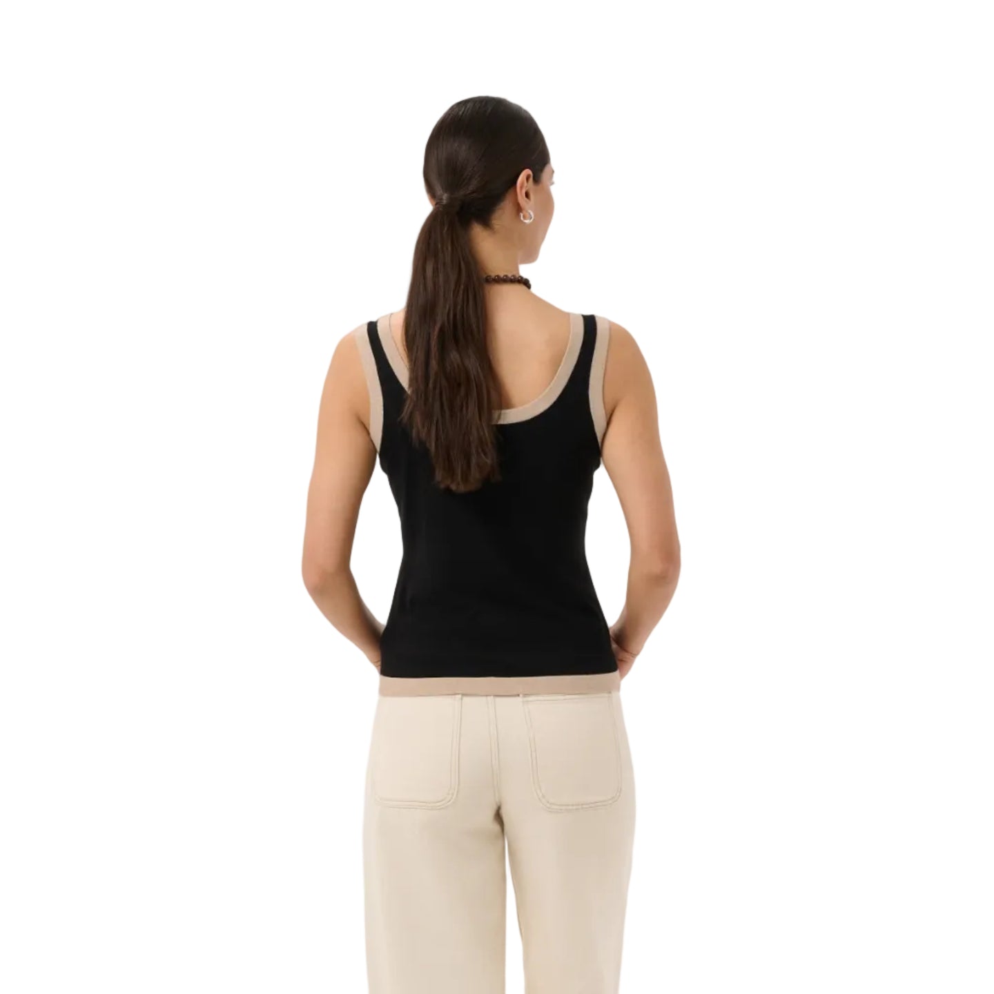 Kaffe Womens KAlizza Contrast Knit Top Black Deep