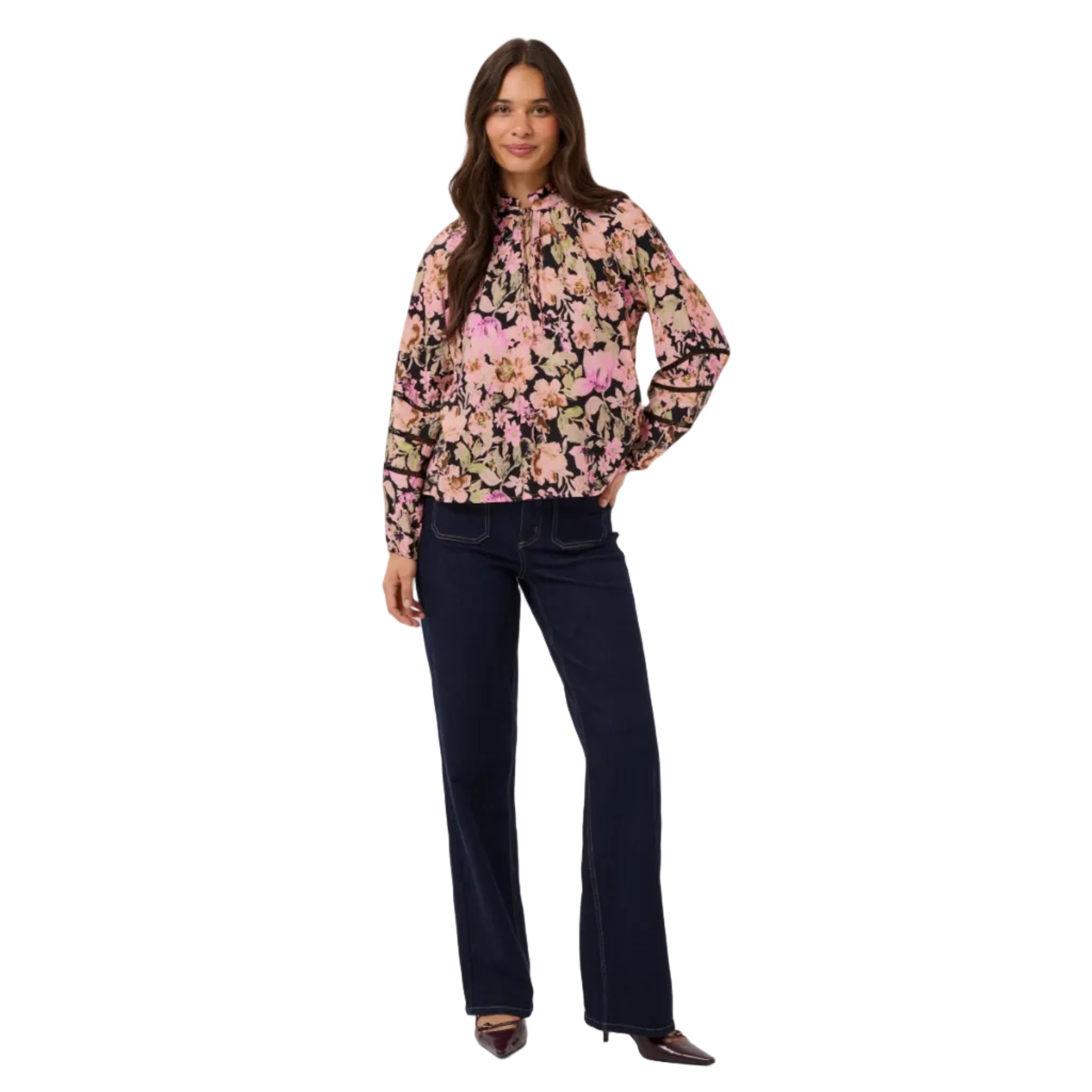 Kaffe Womens Blouse Patrice Pink Flower Print