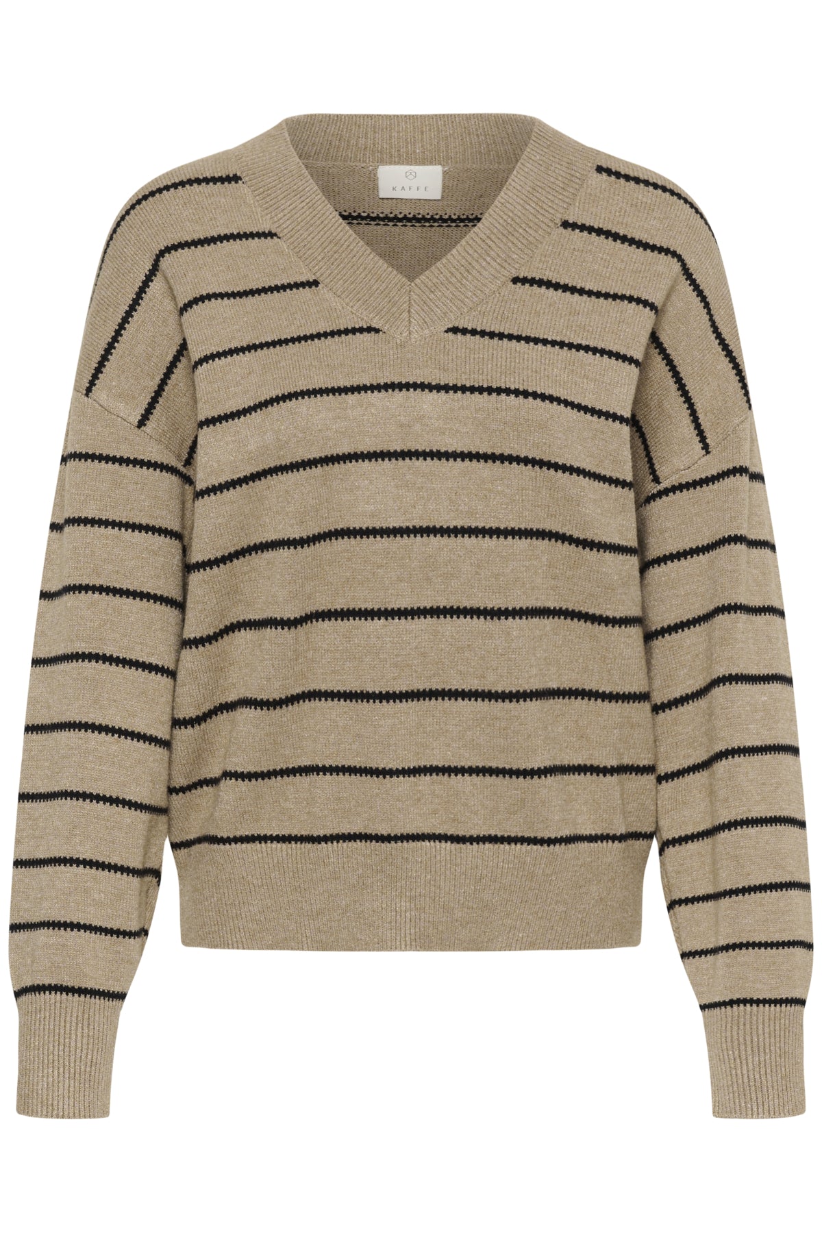 Kaffe Womens Jumper KAAriana Desert Taupe Melange/Black Stripe
