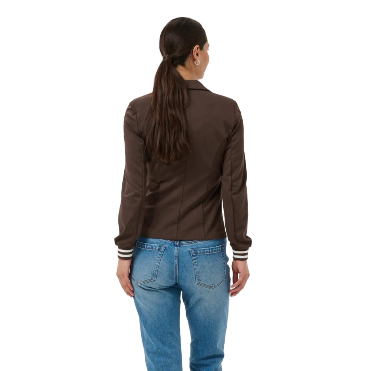 Kaffe Womens Blazer Kinnie Coffee Bean/Chalk Stripe