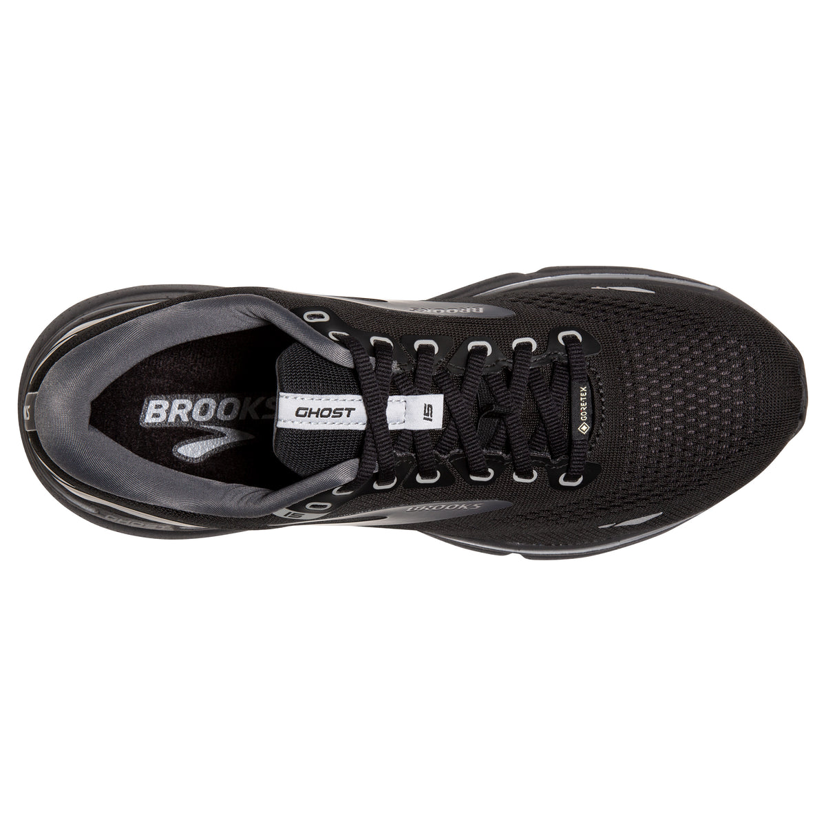 Brooks Mens Trainer Ghost 15 GTX Black Blackened Pearl Alloy Donaghys