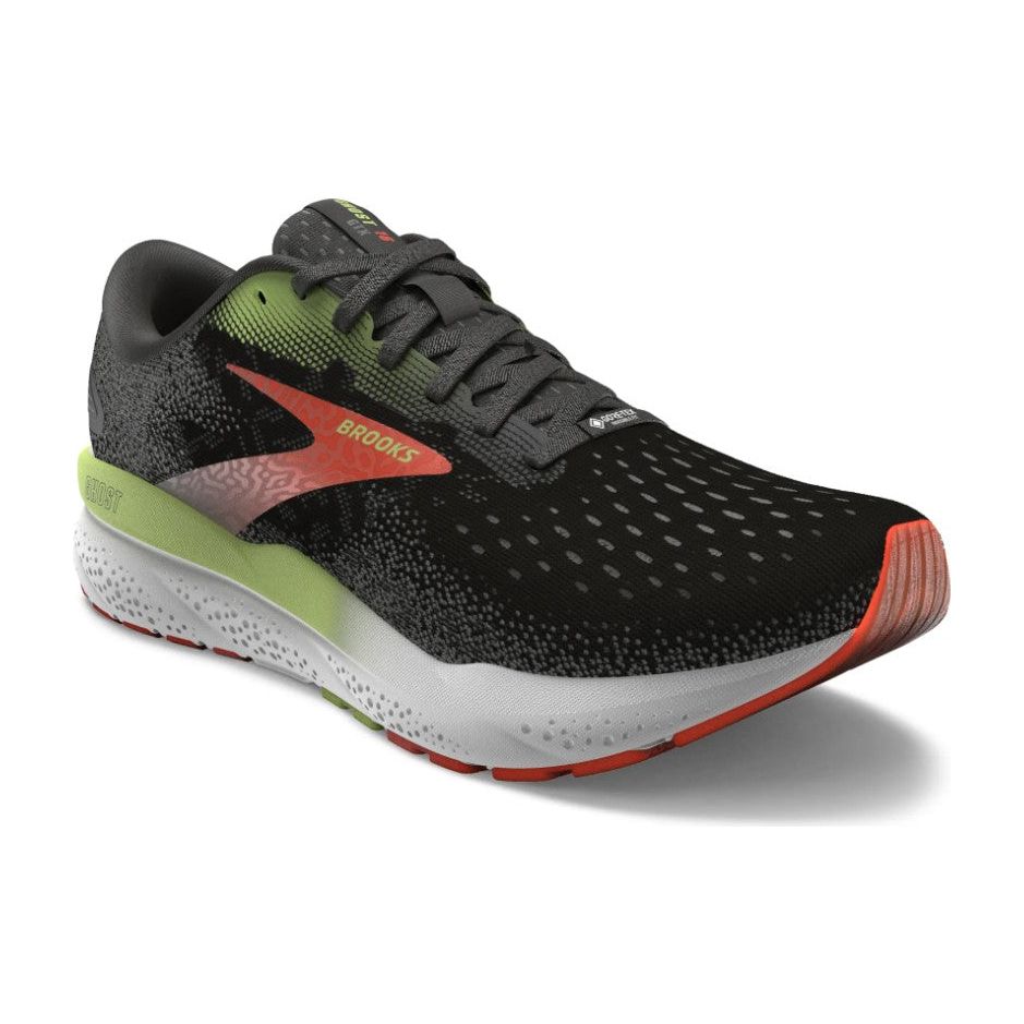 Brooks Mens Trainer Ghost 16 GTX Black/Mandarin Red/Green