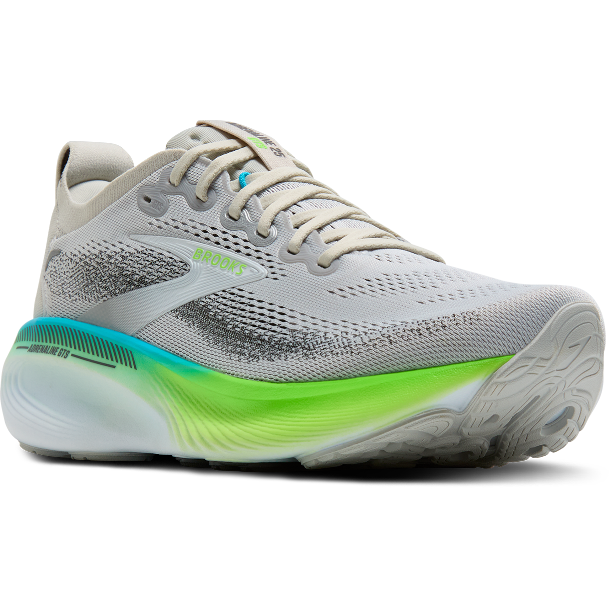 Brooks Mens Trainer Adrenaline GTS 25 Oyster/Green Gecko/Blue
