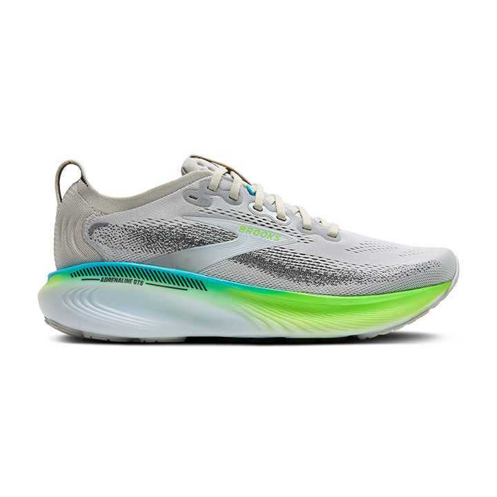 Brooks Mens Trainer Adrenaline GTS 25 Oyster/Green Gecko/Blue