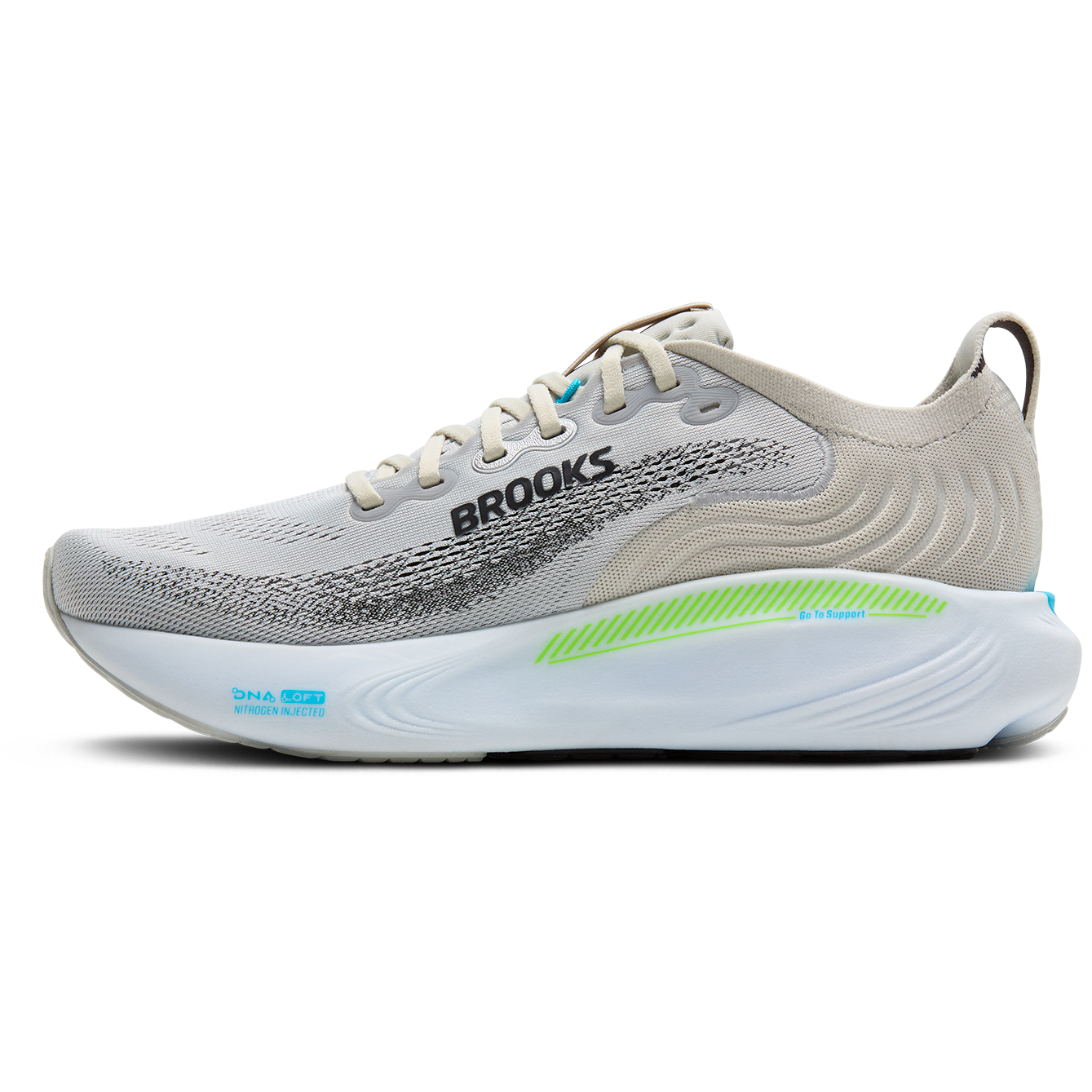 Brooks Mens Trainer Adrenaline GTS 25 Oyster/Green Gecko/Blue