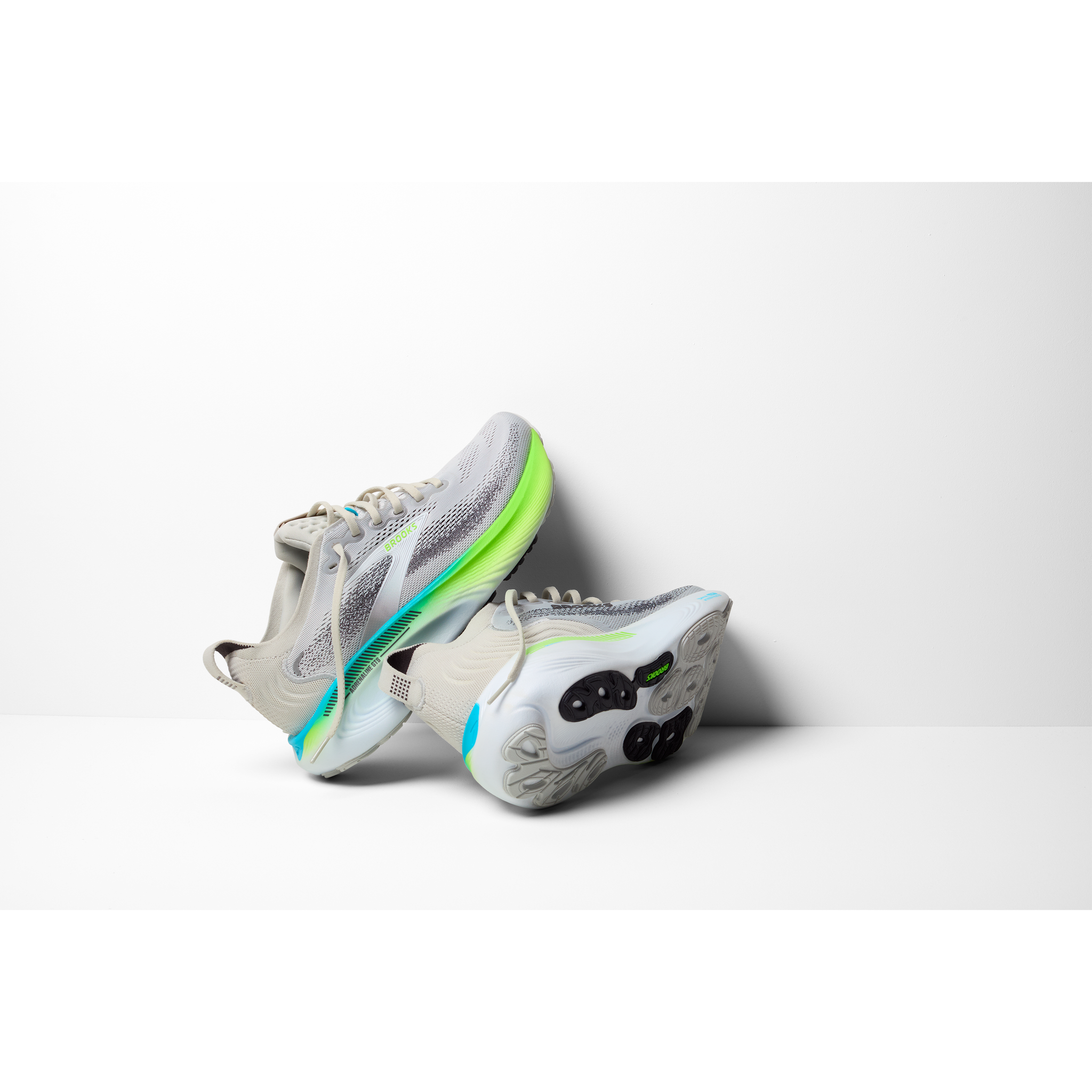 Brooks Mens Trainer Adrenaline GTS 25 Oyster/Green Gecko/Blue