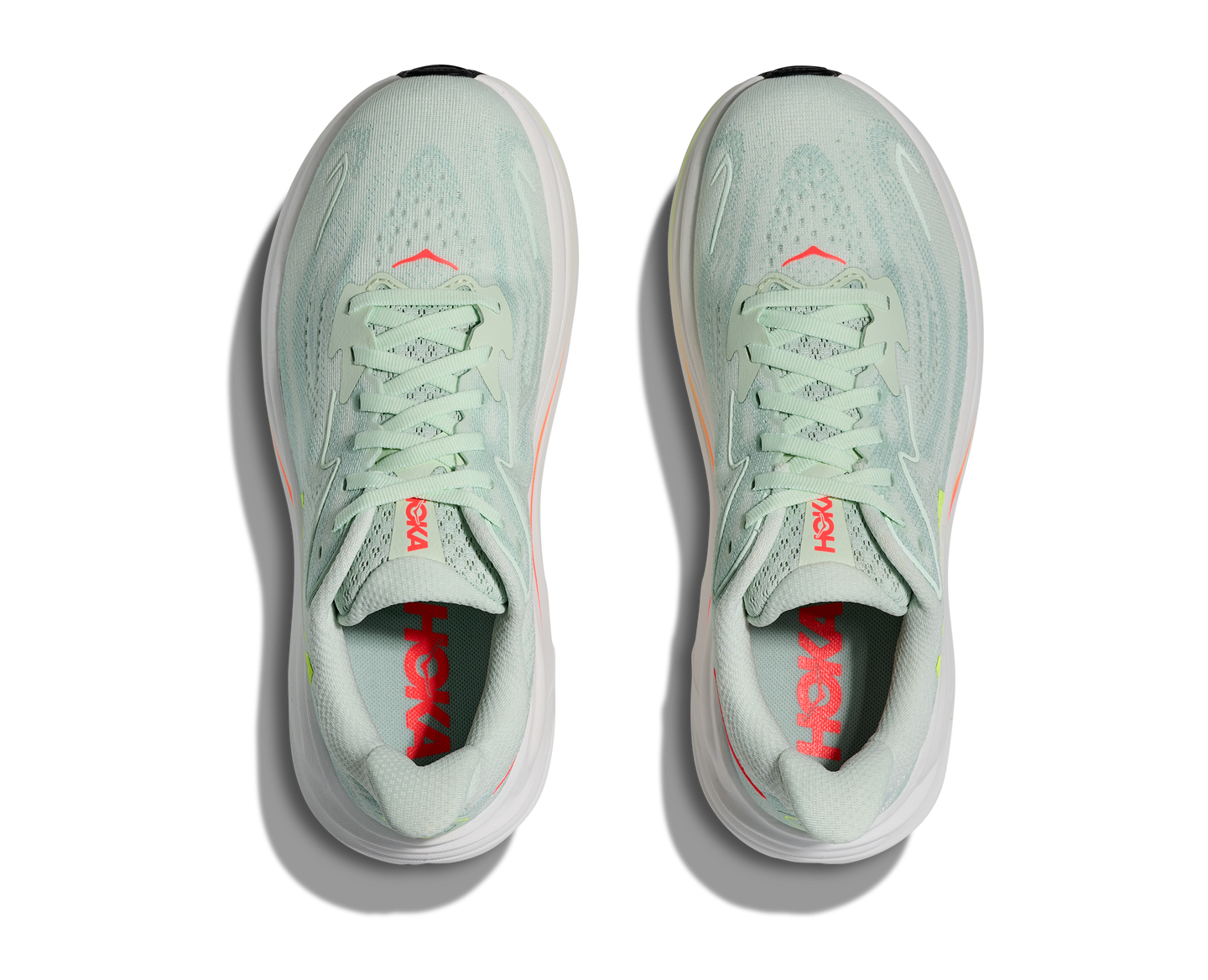 Hoka Womens Trainer Clifton 10 Sea Glass/Neon Flame