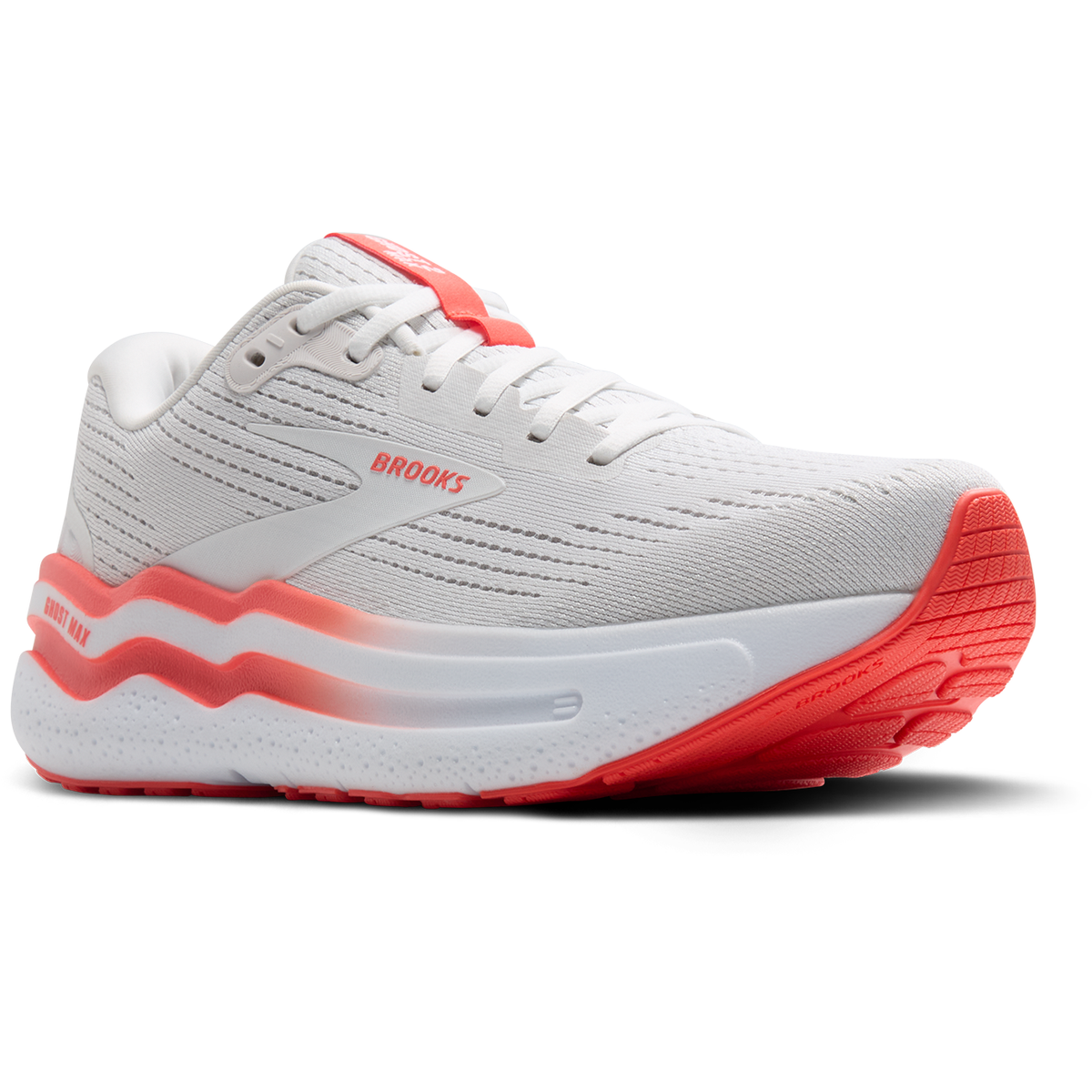Brooks Womens Trainer Ghost Max 2 White/Hot Coral