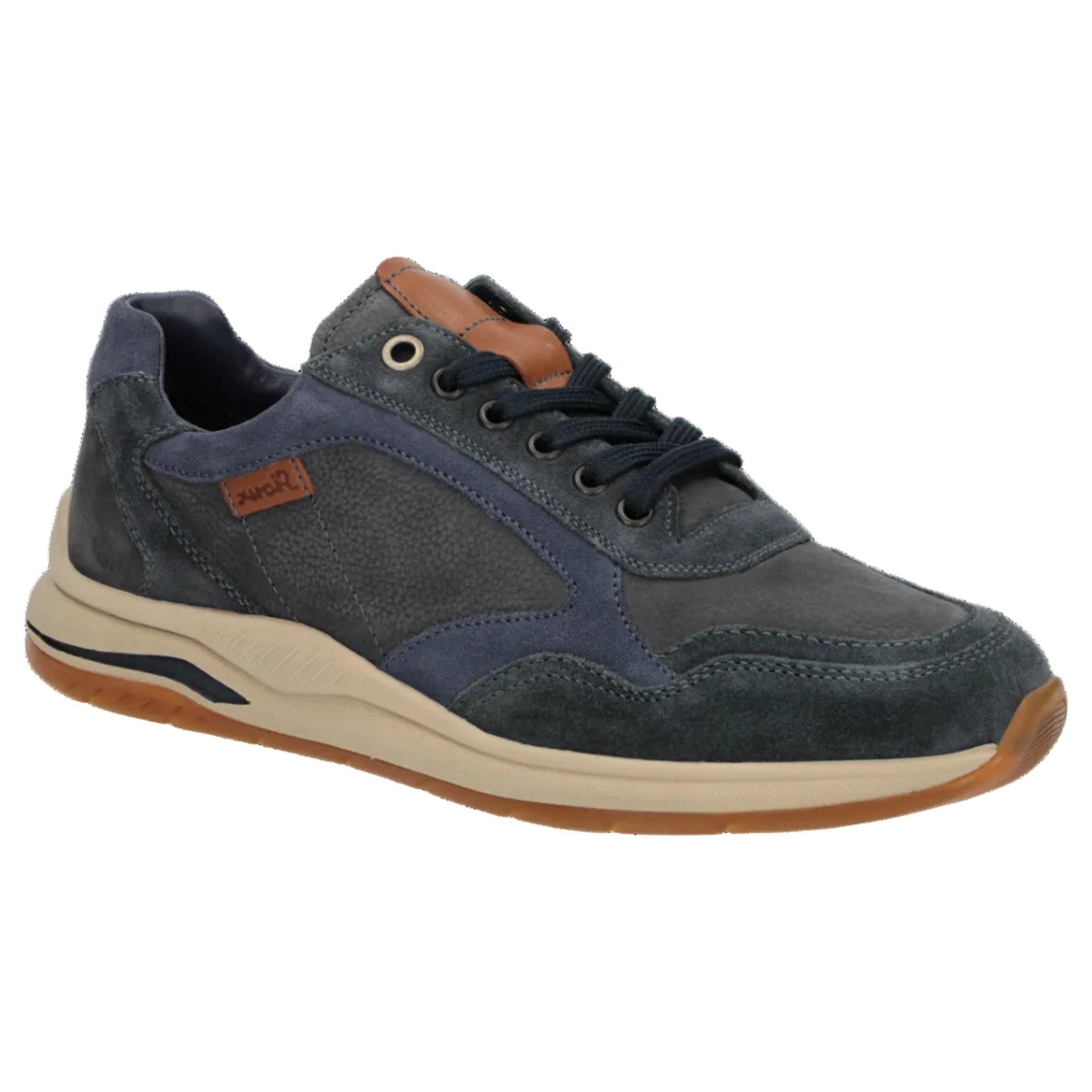 Sioux men's blue leather lace-up trainer