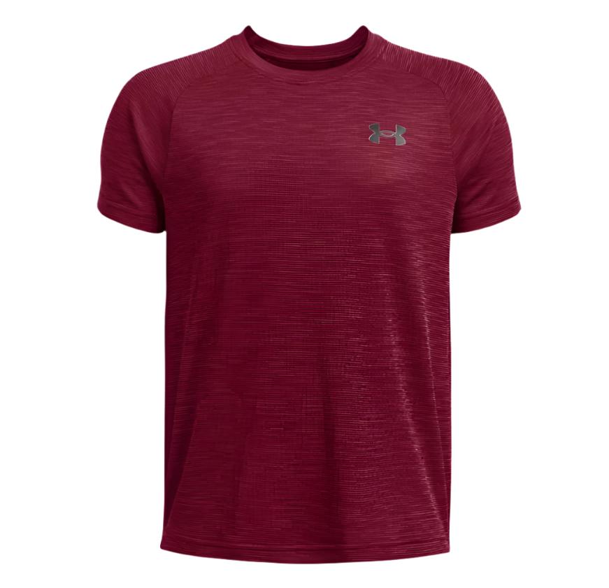 Under Armour Boys Textured Short Sleeve T Shirt Cardinal Black Donaghys