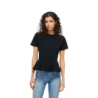 Vila Womens Vivelmera Peplum T-Shirt Black Beauty