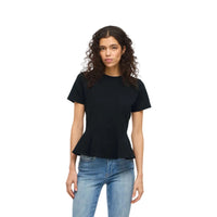 Vila Womens Vivelmera Peplum T-Shirt Black Beauty
