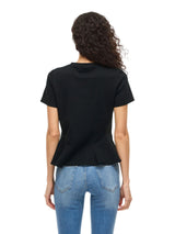 Vila Womens Vivelmera Peplum T-Shirt Black Beauty