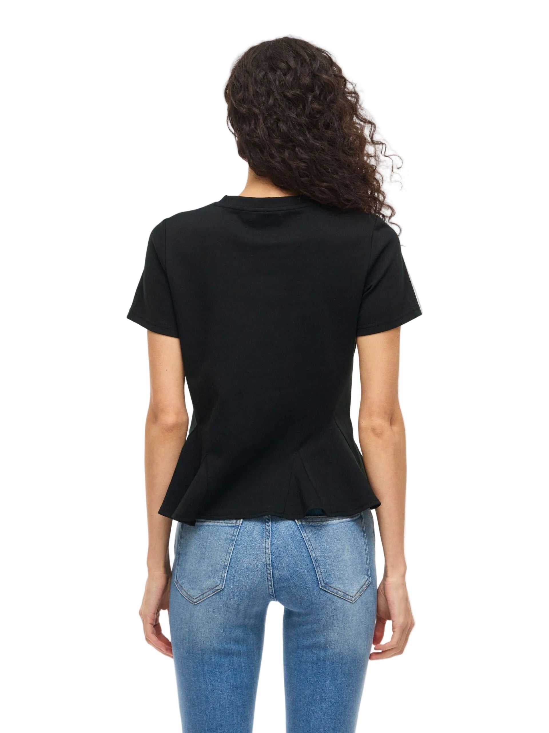 Vila Womens Vivelmera Peplum T-Shirt Black Beauty