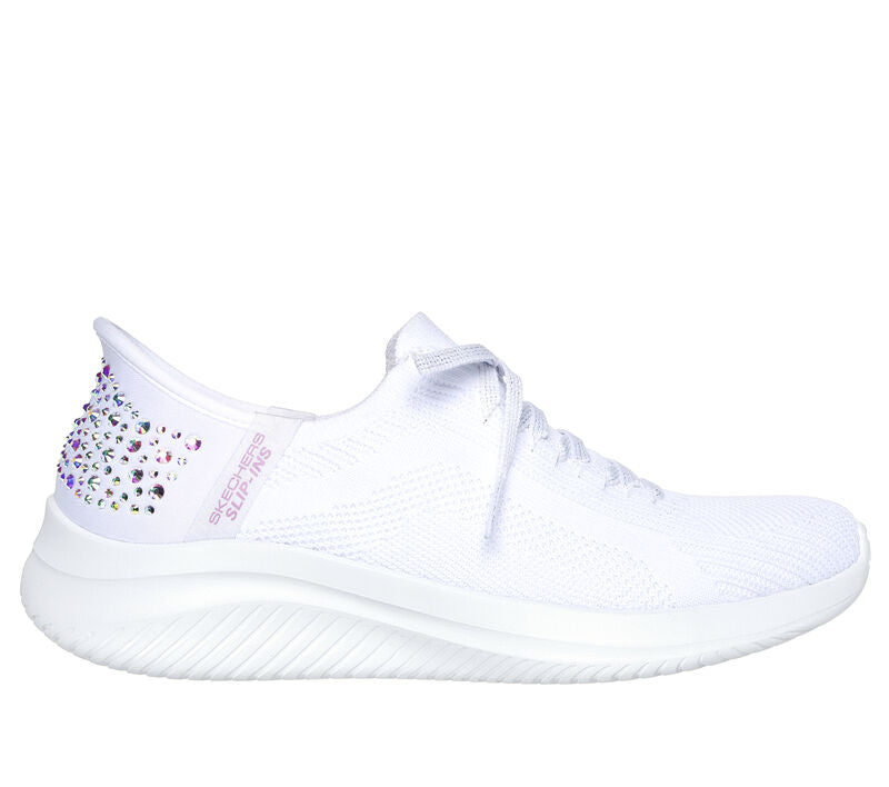 Skechers Womens Slip Ins Trainer Ultra Flex 3.0 Shining Glitz White Donaghys