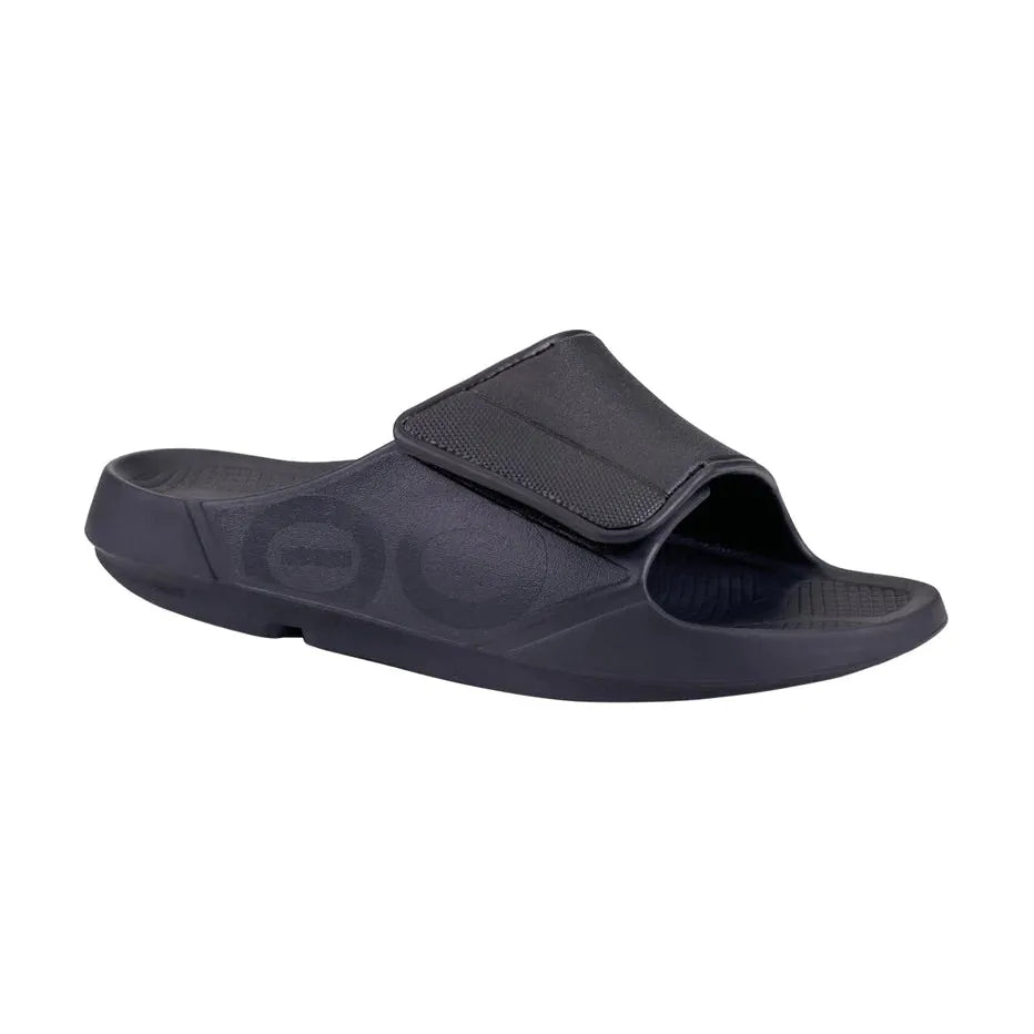 Oofos unisex black slip-on sandal