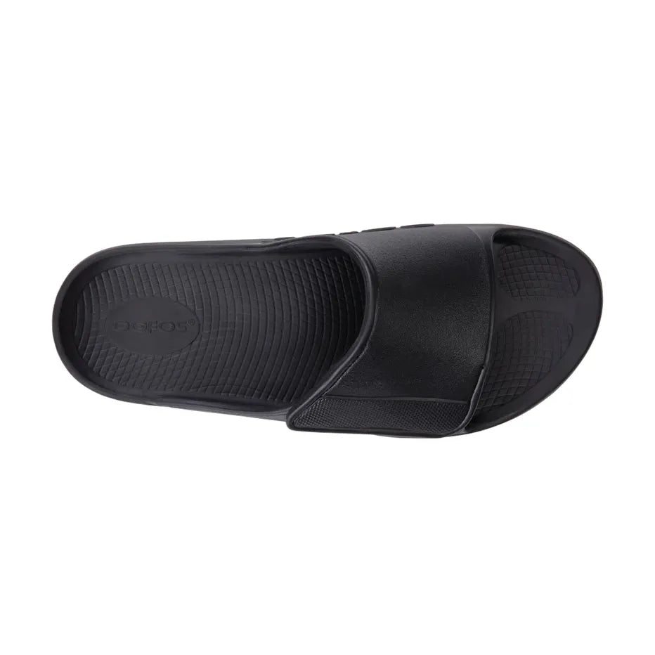 Oofos unisex black slip-on sandal