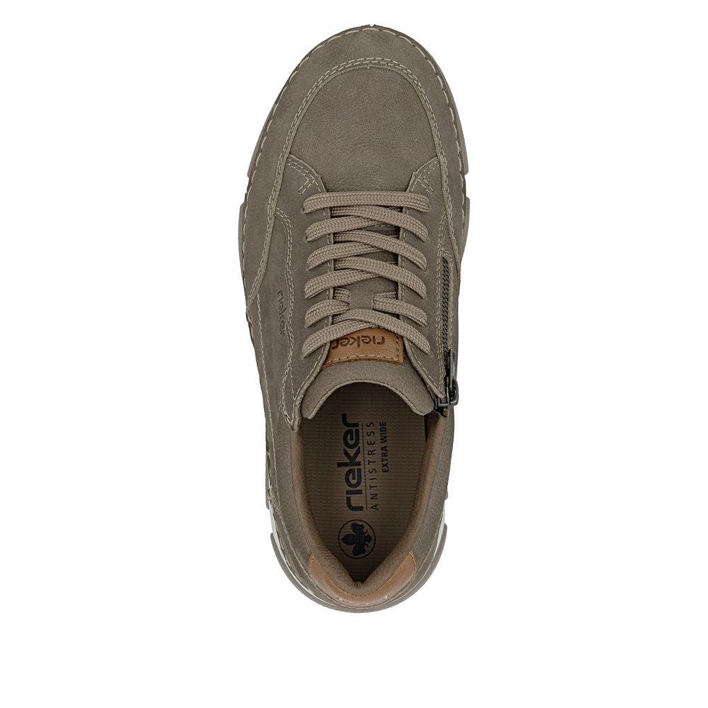 Rieker men's brown leather trainer with zip