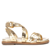 Carmela women's gold leather sandal with buckle