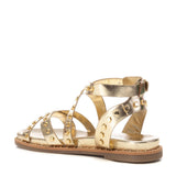 Carmela women's gold leather sandal with buckle