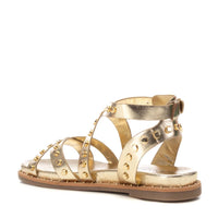 Carmela women's gold leather sandal with buckle