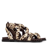 Carmela women's gold leather sandal with buckle