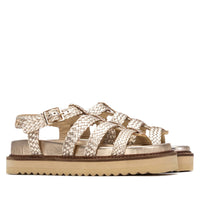 Carmela women's gold sandal with buckle
