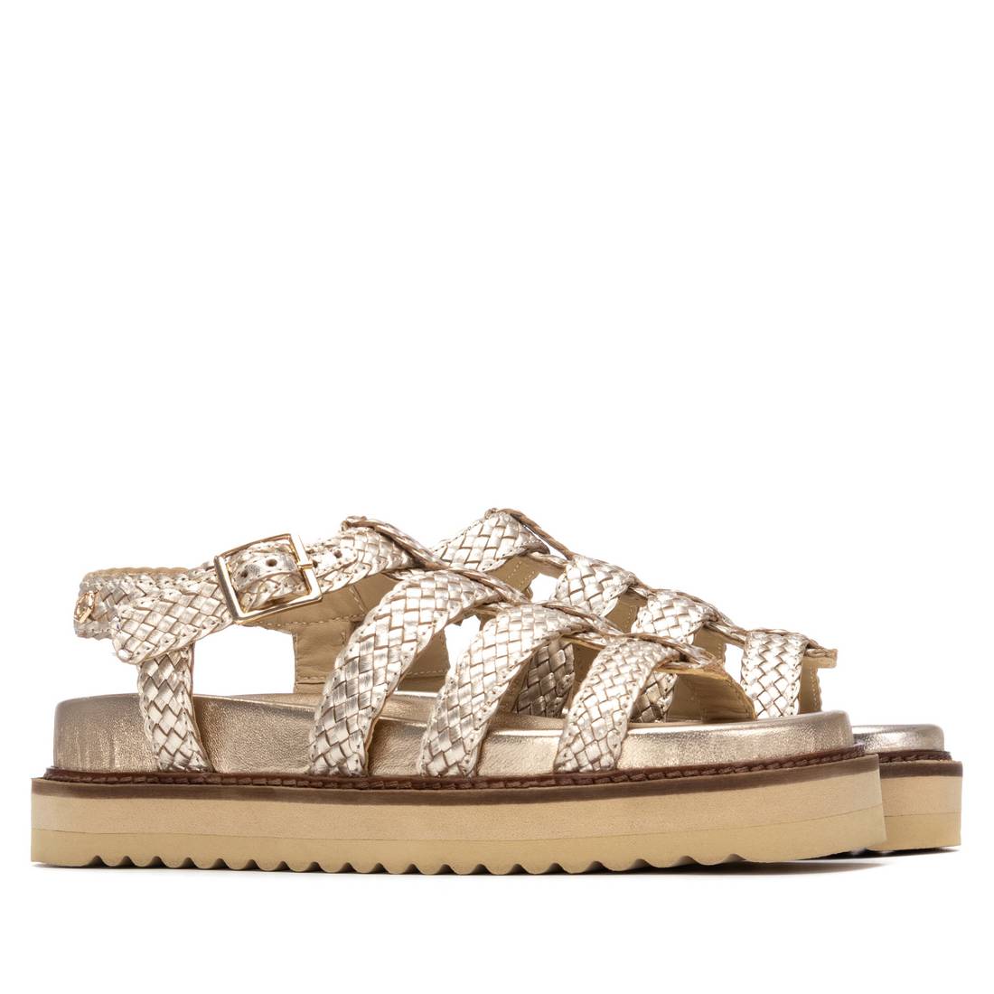 Carmela women's gold sandal with buckle