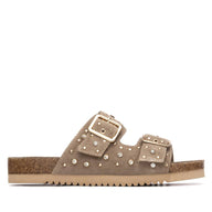 Carmela women's taupe denim sandal with buckle