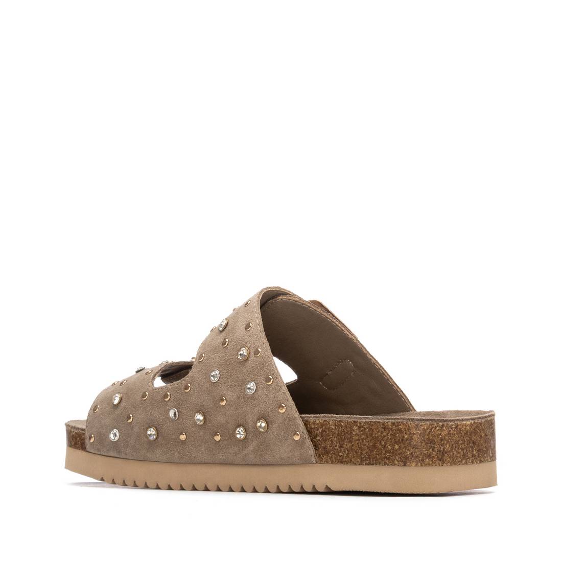 Carmela women's taupe denim sandal with buckle