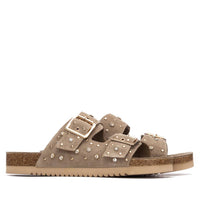 Carmela women's taupe denim sandal with buckle