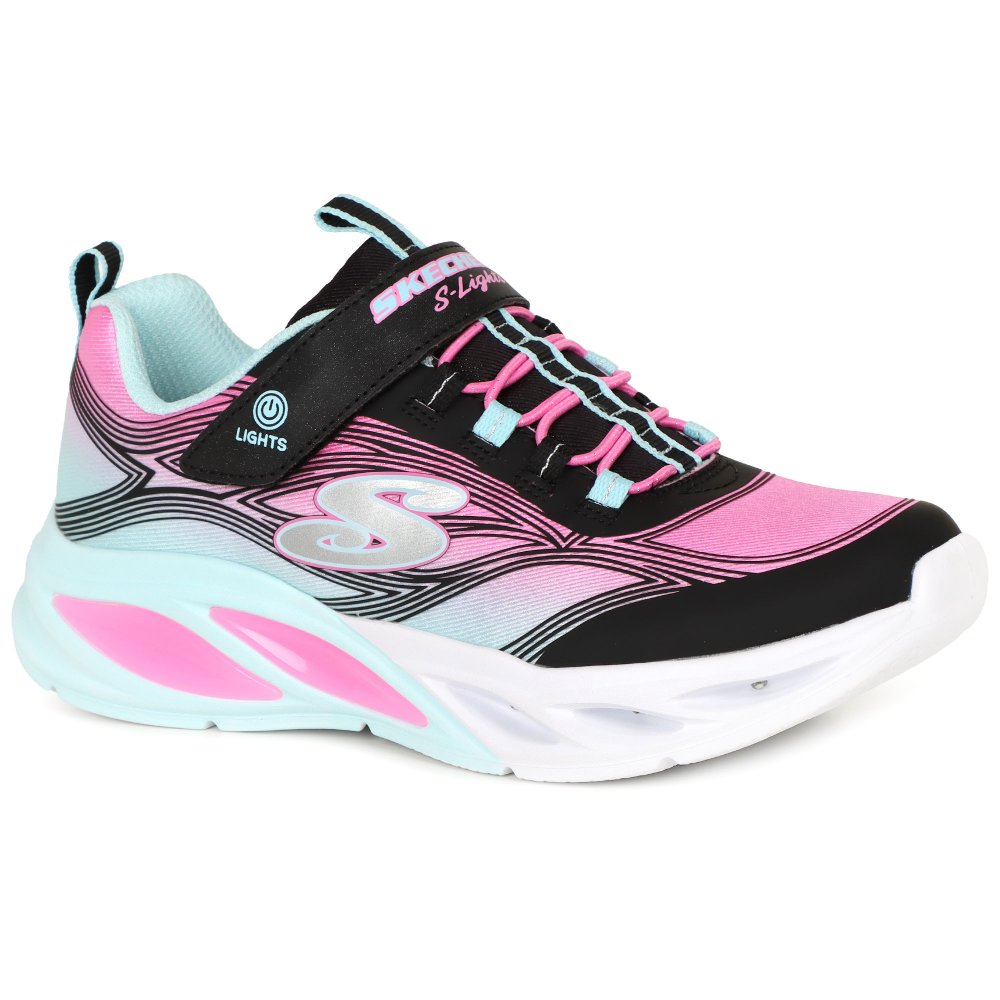 Skechers Girls Trainer S-Lights Cosmic Glow Black/Multi