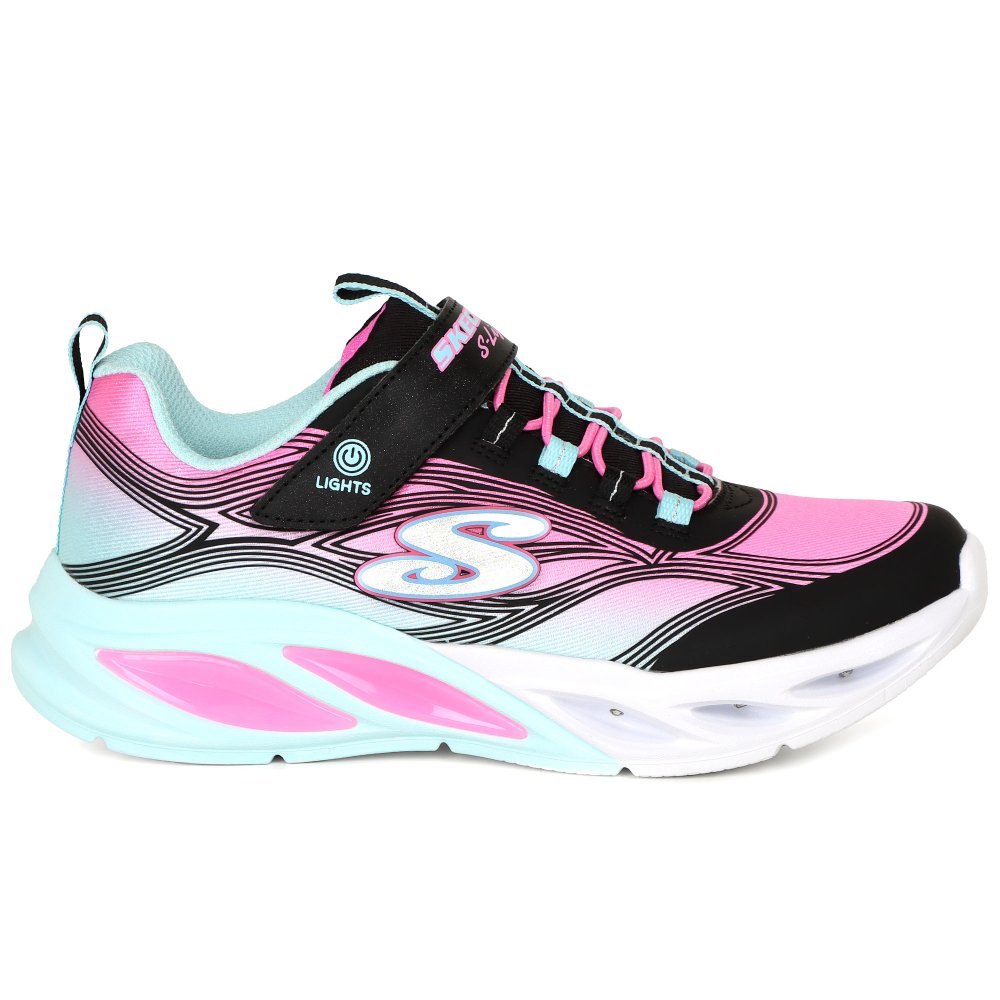 Skechers girls' black mesh lace-up trainer