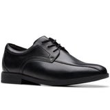 Clarks boys' black leather lace-up school shoe