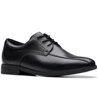 Clarks boys' black leather lace-up school shoe