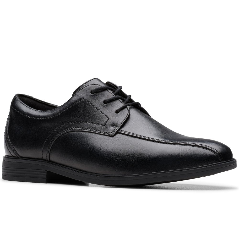 Clarks boys' black leather school shoe
