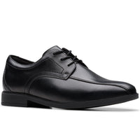 Clarks boys' black leather lace-up school shoe