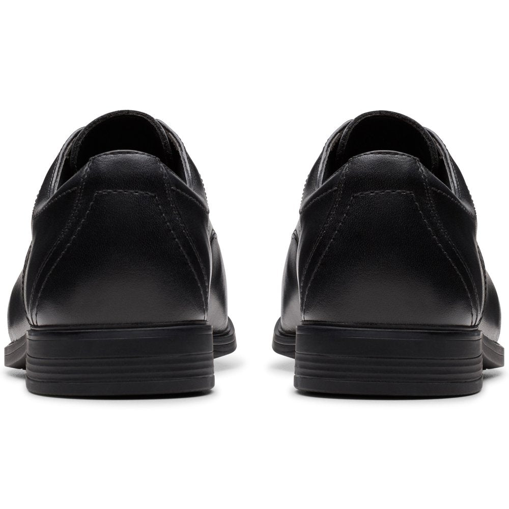 Clarks boys' black leather lace-up school shoe