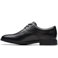 Clarks boys' black leather lace-up school shoe