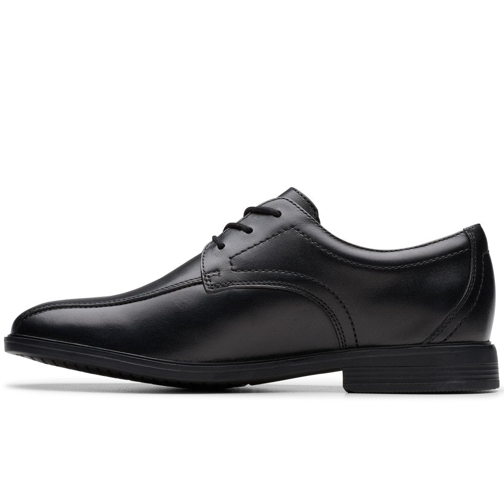 Clarks boys' black leather lace-up school shoe