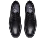 Clarks boys' black leather lace-up school shoe