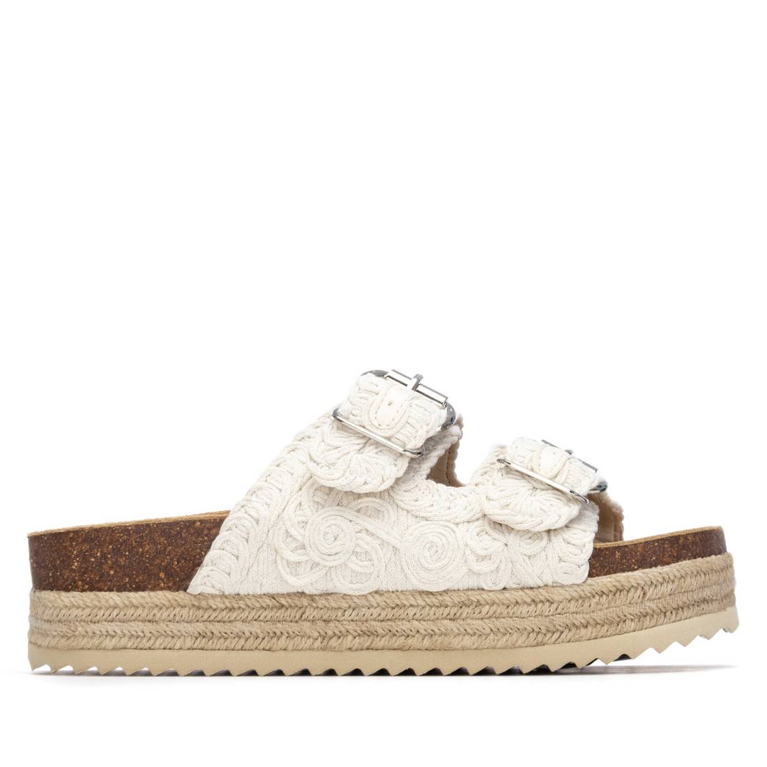 Refresh women's beige denim sandal with buckle
